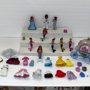 Huge Lot Polly Pocket Disney Princess Dolls & Carriage-+ More